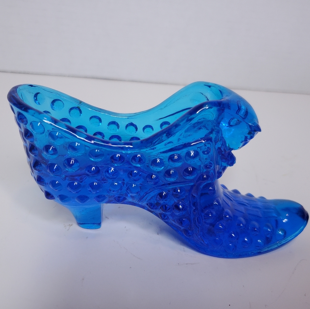 Cobalt blue hobnail slipper with cat head - Picture 1 of 9